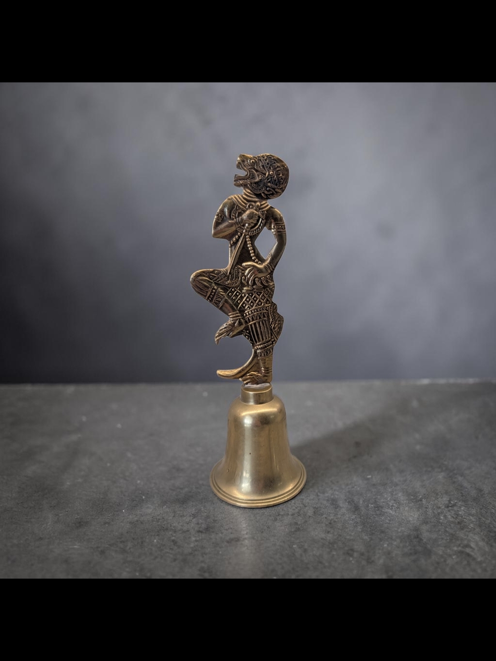Vintage Solid Brass Figural Bell | Ornate Asian Style | Collectible Decor | Boho